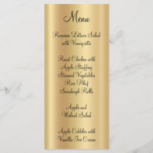 Elegante glänzende falsche, blasse Gold-Ombre-Foli Menükarte