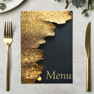 Elegante glänzende Gold- und Schwarz-Speisekarte Menükarte