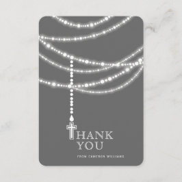 Elegante, glänzende Rosaienperlen und religiöse Kr Dankeskarte