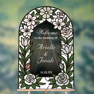 Elegante Glasmalerei-Hochzeitstafel - Maßanfertigu Acrylschild
