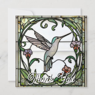 Elegante Glasmalerei im Jugendstil mit Kolibri Dankeskarte