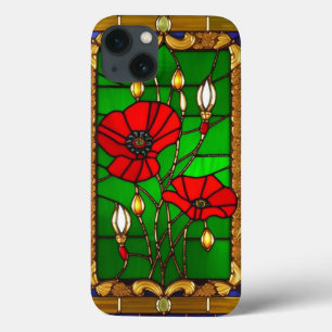 Elegante Glasmalerei Rote Blumen Case-Mate iPhone Hülle