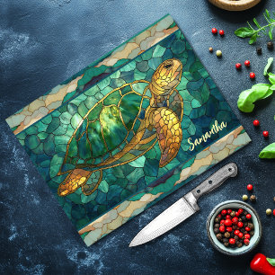 Elegante Glasmalerei-Schildkröten-Kunst im Küstens Schneidebrett