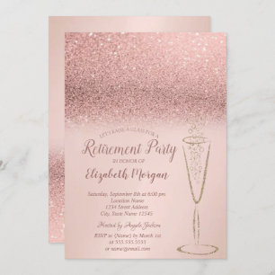 Elegante Glass Rose Gold Glitzer Bokeh Pension Einladung