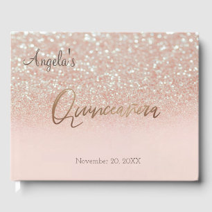 Elegante Glitter Bokeh Ombre Quinceañera Gästebuch