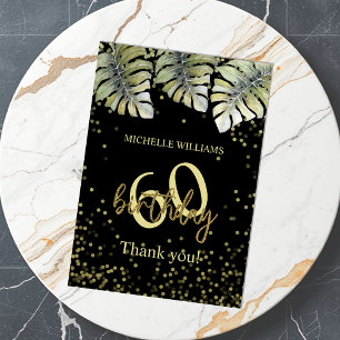 Elegante Glitter Gold Palm Kalligrafie Geburtstag Dankeskarte