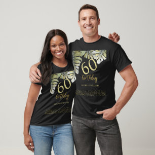 Elegante Glitter Gold Palm Kalligrafie Geburtstag T-Shirt