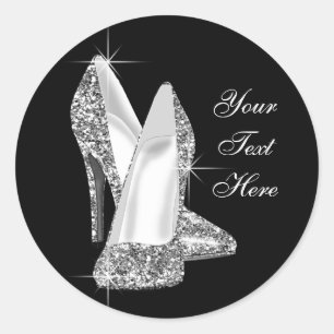 Elegante Glitter-Hochhackenschuh-Aufkleber Runder Aufkleber