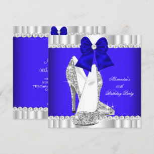Elegante Glitter königsblaue silberne High Heels 2 Einladung