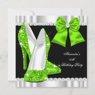 Elegante Glitter-Limettengrüne Hochhackige Geburts Einladung