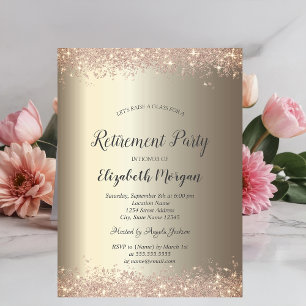 Elegante Glitter-Rand Champagne-Ruhestand  Einladung