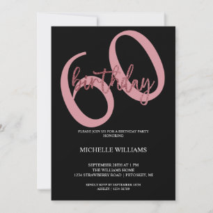 Elegante Glitter Rosa Kalligrafie Geburtstagseinla Einladung