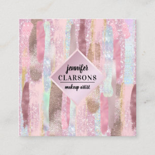 Elegante Glitter-Roségold-Wasserfarbenpinsel moder Quadratische Visitenkarte