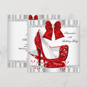 Elegante Glitter Rote Glamour High Heels Weiß Einladung