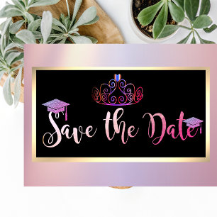 Elegante Glitter-Tiara-Abschluss-Save The Date Save The Date