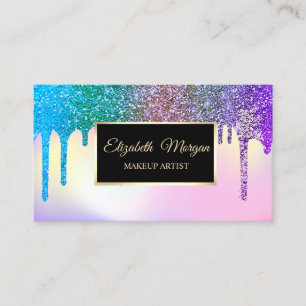 Elegante Glitter-Tropfen Ombre Holografischer Rahm Visitenkarte
