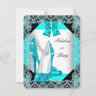 Elegante Glitter Türkis Blau Stiletto Fabelhafte P Einladung