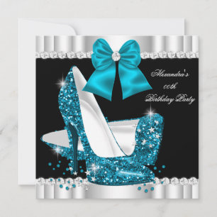 Elegante Glitter Türkis Blaue Glamour High Heels 2 Einladung