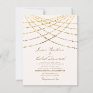 Elegante Glitter-Twinkle-Lichter Creme-Weiße Hochz Einladung