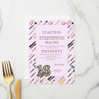 Elegante Glittering Beauty Makeup Tools Menükarte