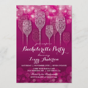 Elegante Glittering Lights Bachelorette Einladung