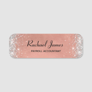 Elegante Glittery Soft Rose Gold Foil Name Tag Namensschild