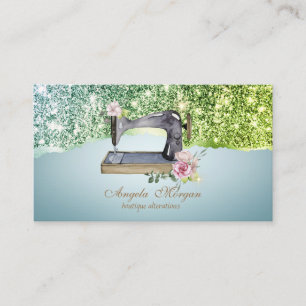 Elegante Glitzer-Blumensägemaschine Visitenkarte