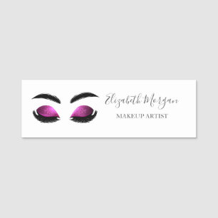 Elegante Glitzer-Faux-Wimpern, Visagist Namensschild