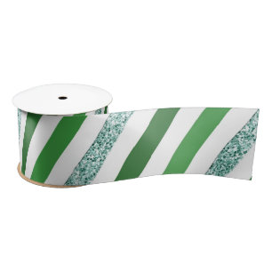 Elegante Glitzer-Grünstreifen, Weihnachten Satinband