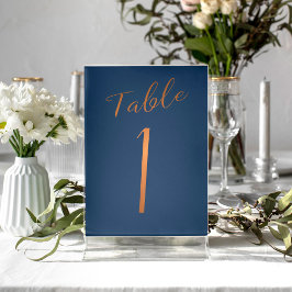 Elegante Glitzer Marine Hochzeit Tischnummer