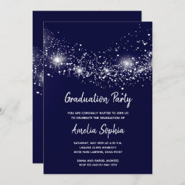 Elegante Glitzer Navy Blue Graduation Party lädt e