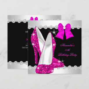 Elegante Glitzer Rosa High Heels Geburtstag Einladung