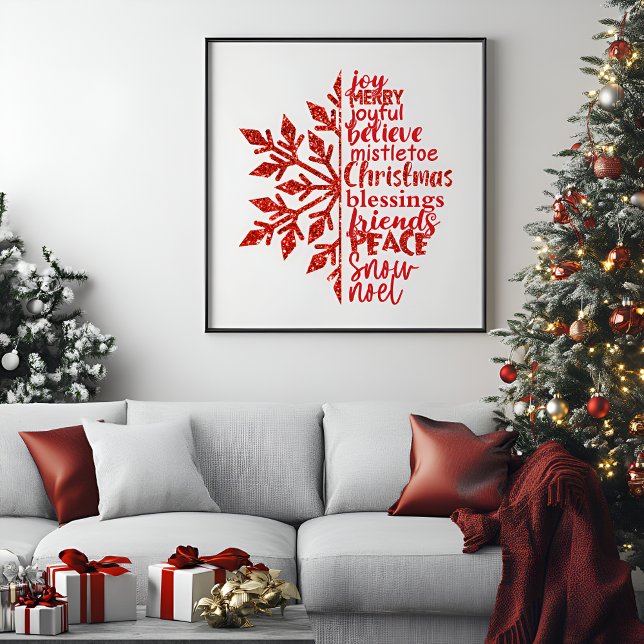 Elegante Glitzer Snowflake Weihnachtstypografie Poster (Von Creator hochgeladen)