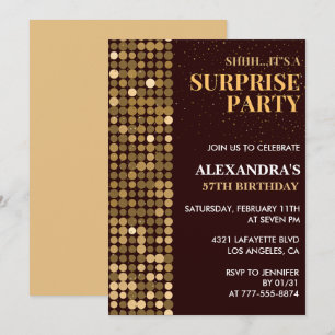 Elegante Glitzer-Überraschungsparty Gold 57. Gebur Einladung