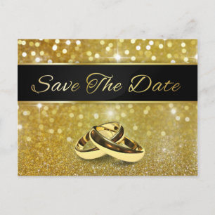 Elegante Glitzer Wedding Rings Save the Date Karte