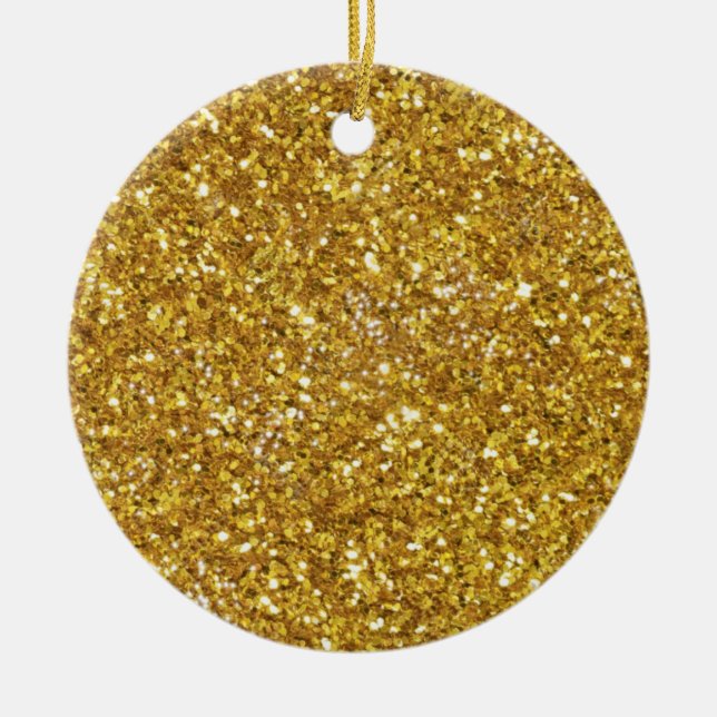 Elegante Glitzern aus Gold Keramik Ornament (Vorne)