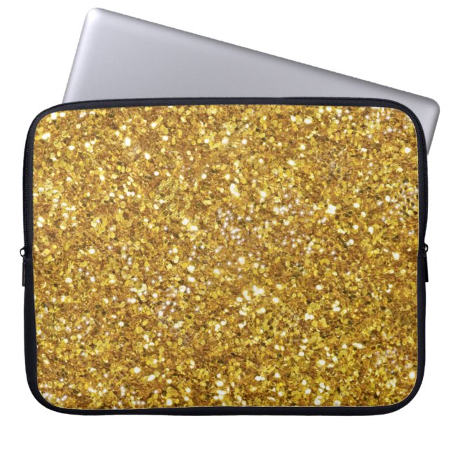 Elegante Glitzern aus Gold Laptopschutzhülle (Vorderseite)