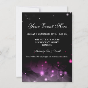 Elegante Glitzern Party Einladung Rosa Schwarz