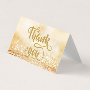 Elegante glitzernde Gold Dankeskarten mit Bokeh Visitenkarten