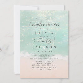 Elegante glitzernde Paare duschen am Strand Einladung