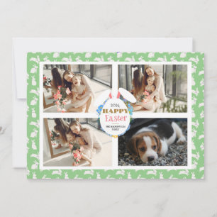 Elegante glückliche Oster-Ohren-Eier-Familienfoto Feiertagskarte
