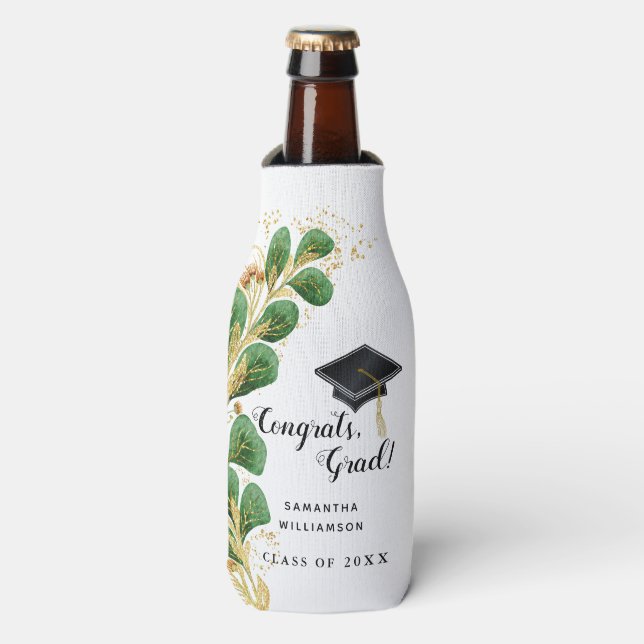 Elegante Glückwunsch Grad Graduation Party Flaschenkühler (Flaschenvorderseite)