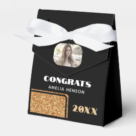 Elegante Glückwunsch Graduate Gold Glitzer Foto Geschenkschachtel