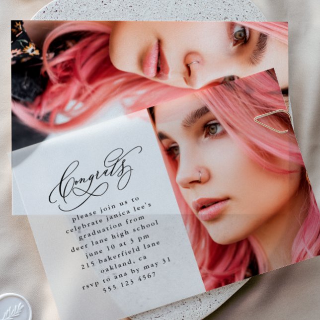Elegante Glückwunsch Script Foto Graduation Party (Von Creator hochgeladen)