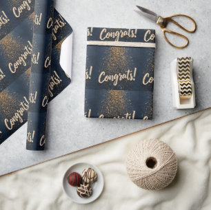 Elegante "Glückwünsche!" Gruß mit Golden Confetti Geschenkpapier