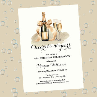 Elegante Glückwünsche zum 40-jährigen Champagner-G Einladung