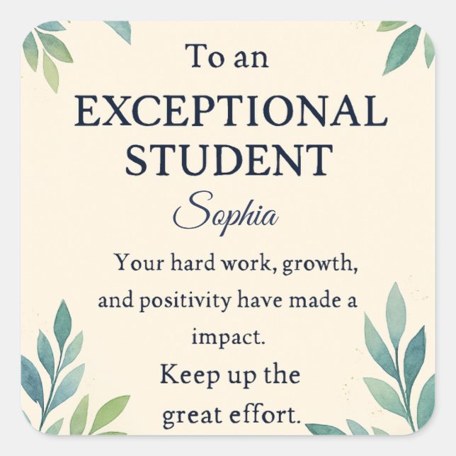 Elegante Glückwunschkarte für eine außergewöhnlich Quadratischer Aufkleber (Vorderseite)