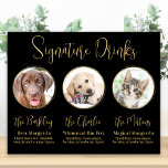 Elegante Gold 3 Foto Begleitheitssignatur Drinks Poster<br><div class="desc">Unterschreiben Sie Cocktails von Ihren Haustieren! Bringen Sie Ihren besten Hund, die beste Katze und jedes Haustier in Ihre Hochzeit mit einem eigenen Bar für Ihre Gäste. Ideal für Hundeliebhaber, und ein spezielles Hundeschlitten Bar wird bei Ihrer Hochzeit ein Hit sein. Einfaches, aber elegantes Gold. Passen Sie dieses Lieblingshilfeschild mit...</div>