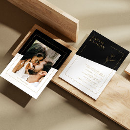 Elegante Gold Accent Geometric Wedding Einladung