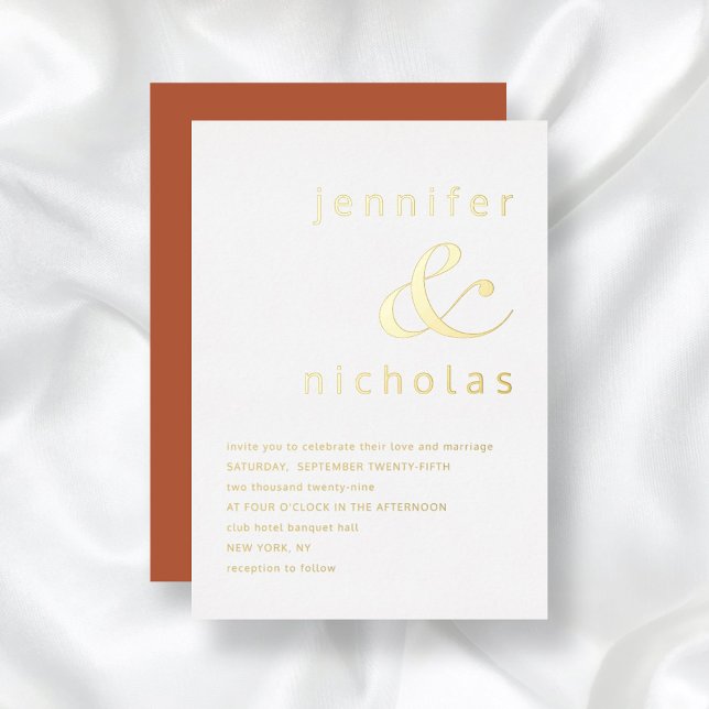 Elegante Gold Ampersand Terracotta auf dem Monte T Folieneinladung (Von Creator hochgeladen)